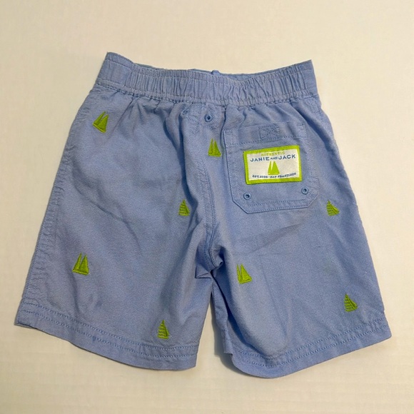 Janie and Jack Boys Swim Trunks 18/24 VGUC Chambray Sailboats Lined Elastic - Picture 3 of 5